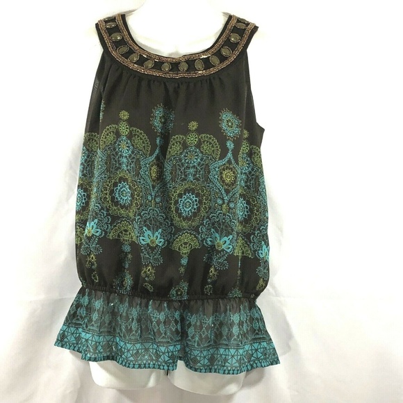 Apt. 9 Tops - Apt 9 Top Round Studs Neckline Multicolored